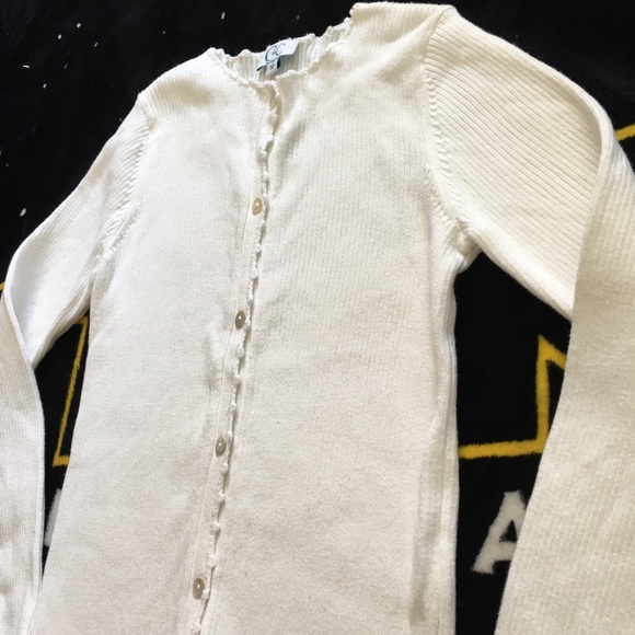 🆕🎀C de C Girls White Cardigan NWT Light Weight Botton Front 100% Cotton NEW - Picture 3 of 6